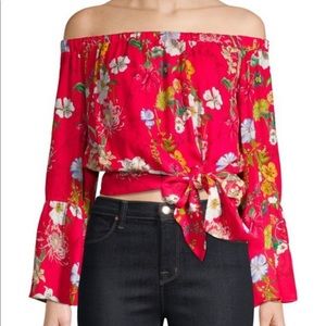 Parker off the shoulder red floral top